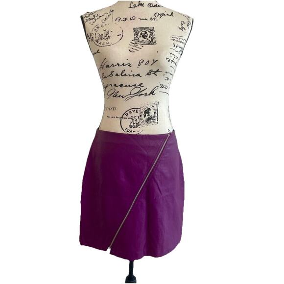 BarIII Mini Skirt Purple Croc Embossed Faux Leather Zip Detail  Sz L Aesthetic - Picture 9 of 16